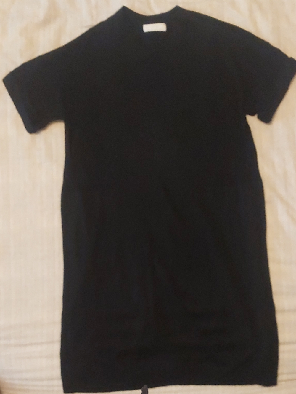 Oak + Fort Black Short Sleeve T-Shirt Dress With Seethrough Detail Size S